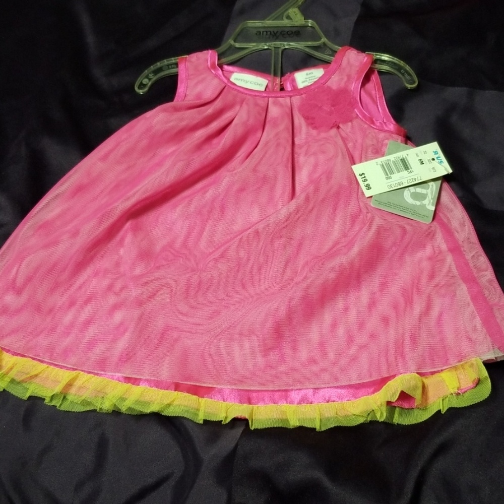 Pink and green baby dress